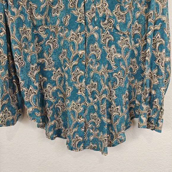 Anthropologie Pilcro Leilani Blue Motif Tunic Long Sleeve Button Down Shirt SM - Picture 6 of 15